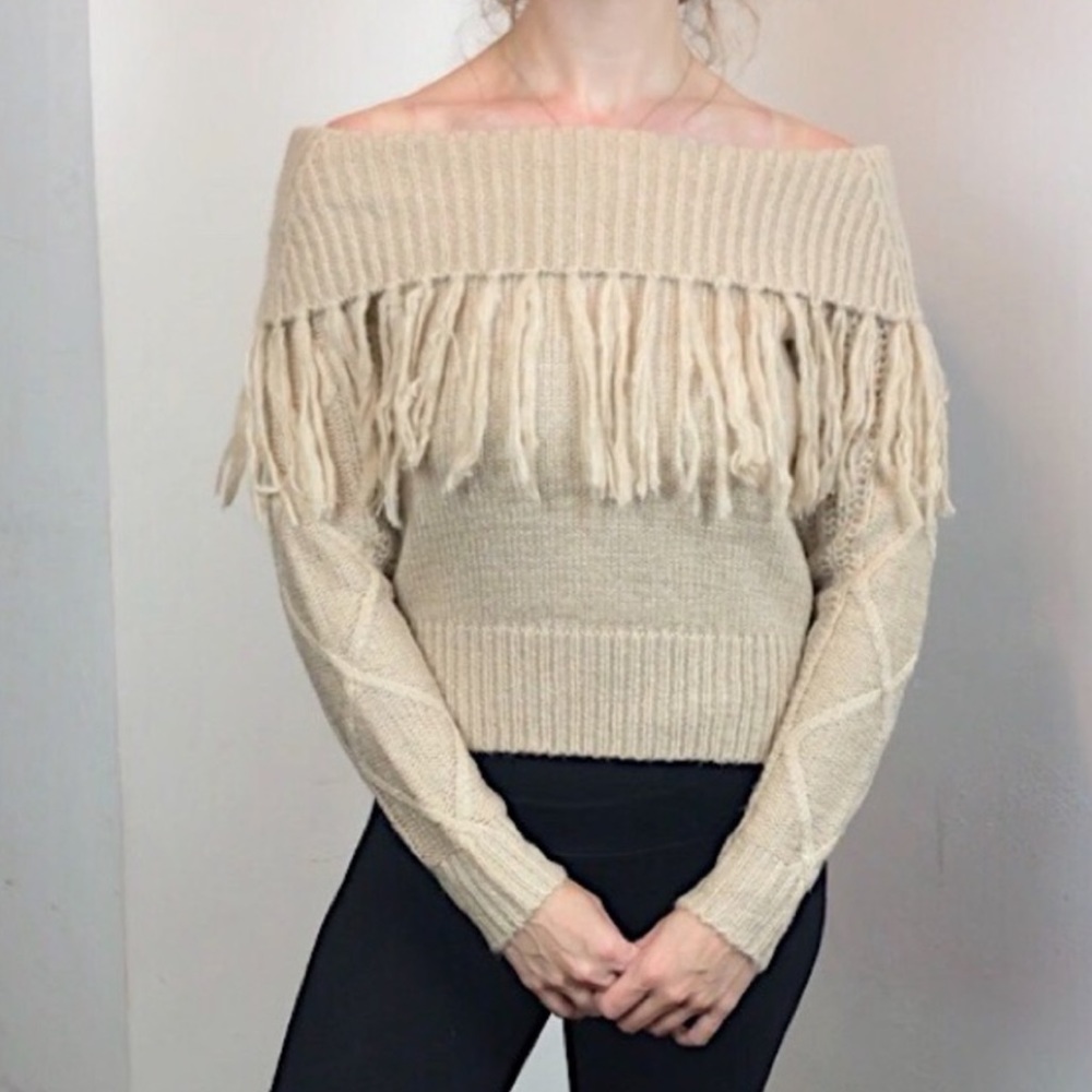 Brand new missguided fringe cream sweater